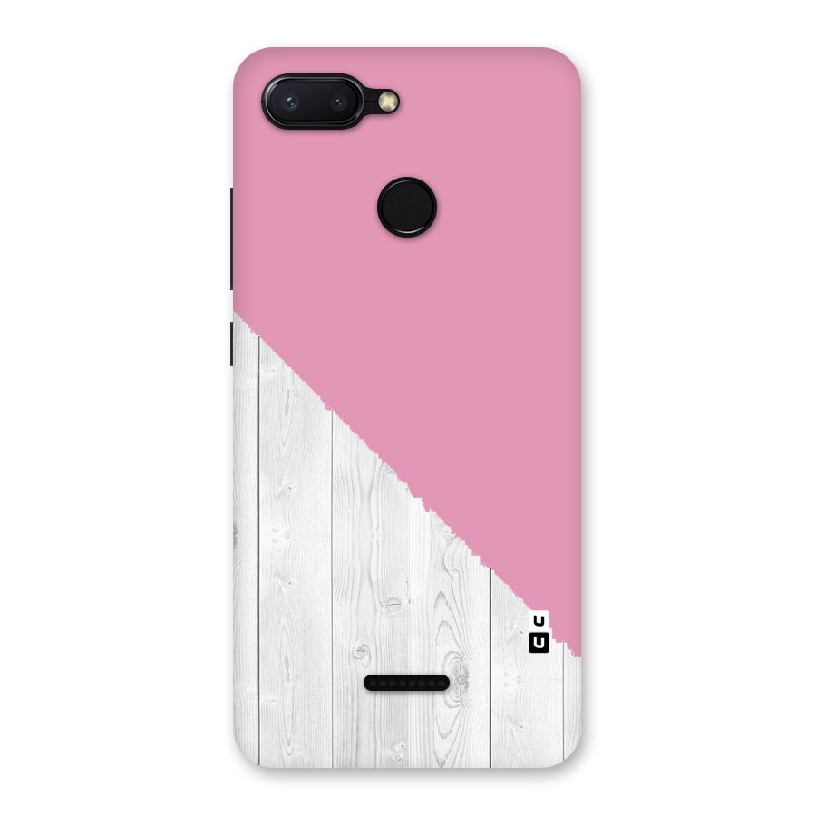 Grey Pink Wooden Design Back Case for Redmi 6