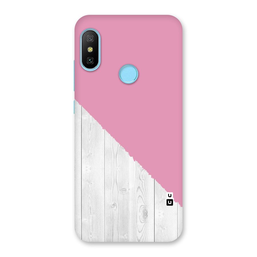 Grey Pink Wooden Design Back Case for Redmi 6 Pro