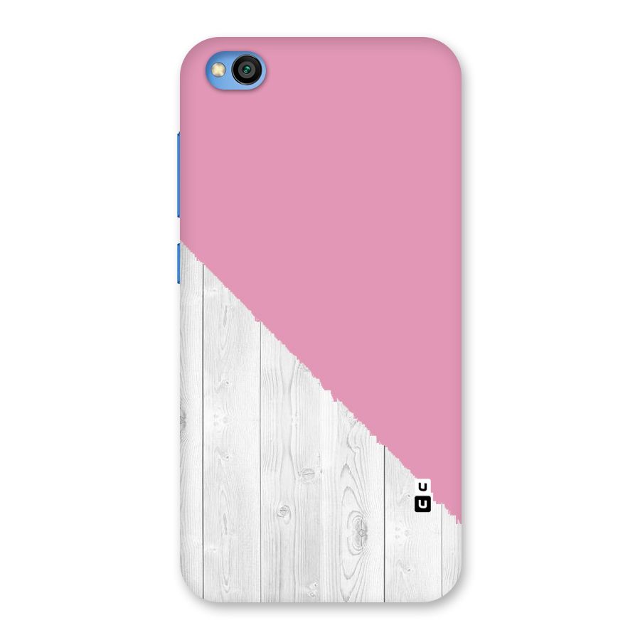 Grey Pink Wooden Design Back Case for Redmi Go