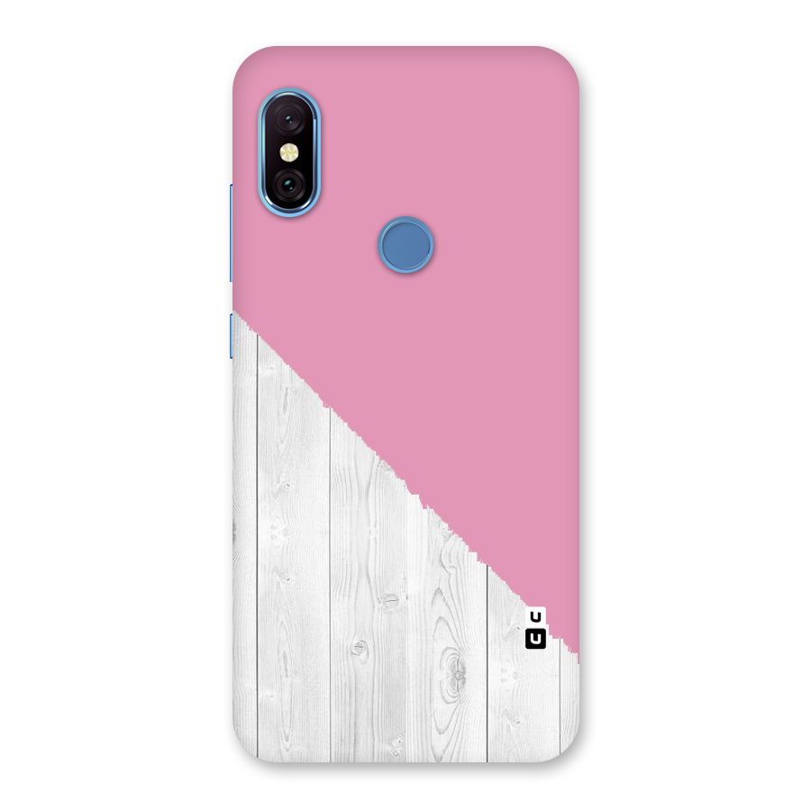 Grey Pink Wooden Design Back Case for Redmi Note 6 Pro