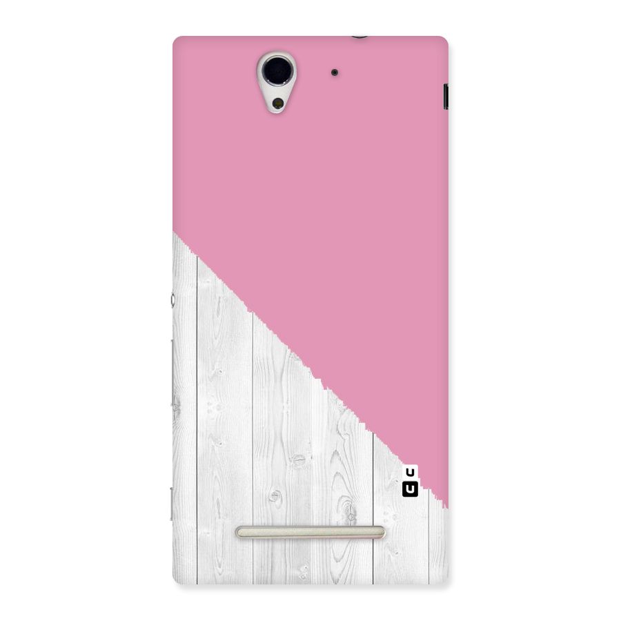 Grey Pink Wooden Design Back Case for Sony Xperia C3
