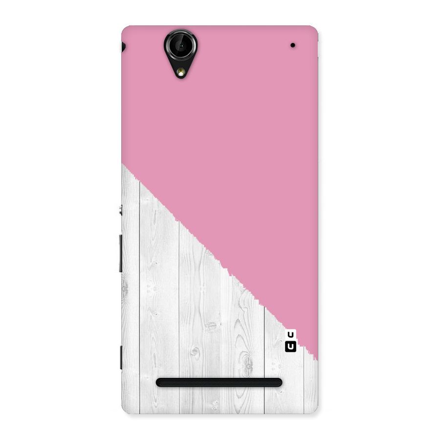 Grey Pink Wooden Design Back Case for Sony Xperia T2