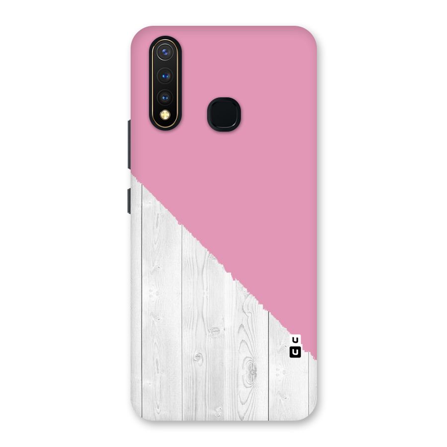 Grey Pink Wooden Design Back Case for Vivo U20