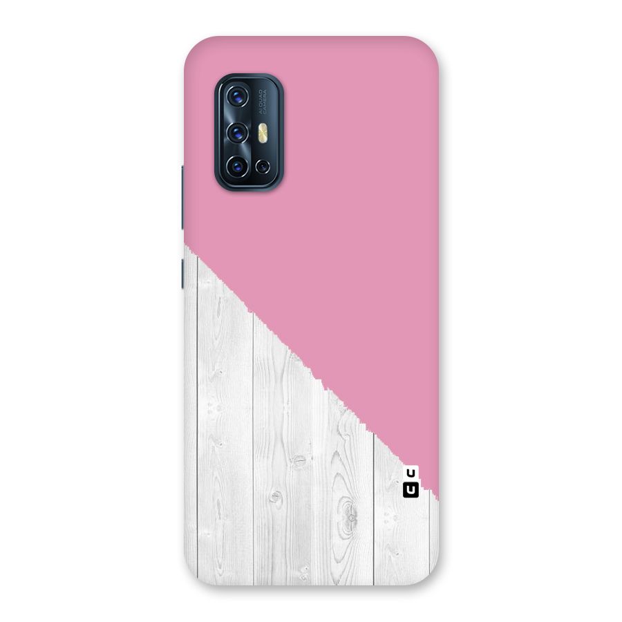 Grey Pink Wooden Design Back Case for Vivo V17