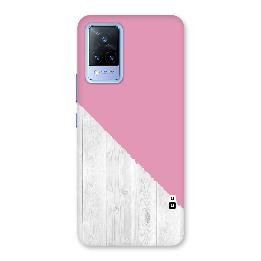 Grey Pink Wooden Design Back Case for Vivo V21 5G