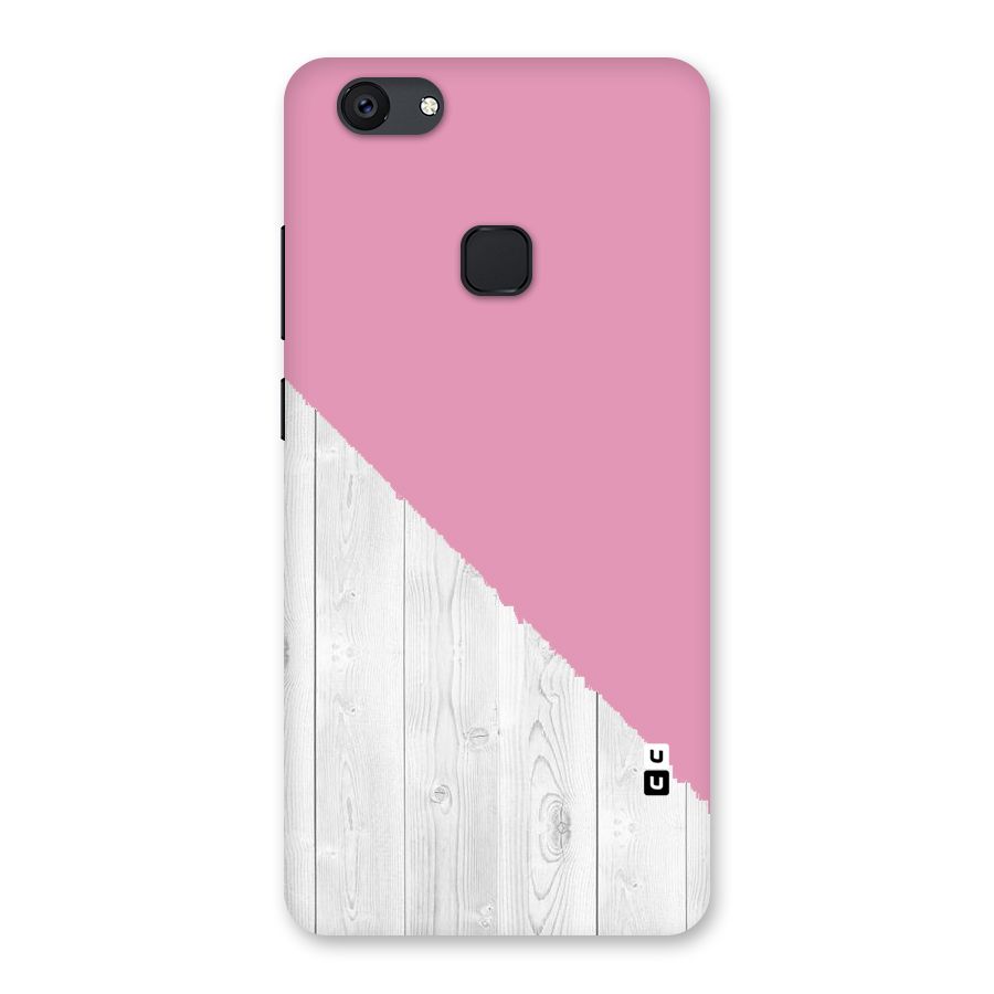 Grey Pink Wooden Design Back Case for Vivo V7 Plus