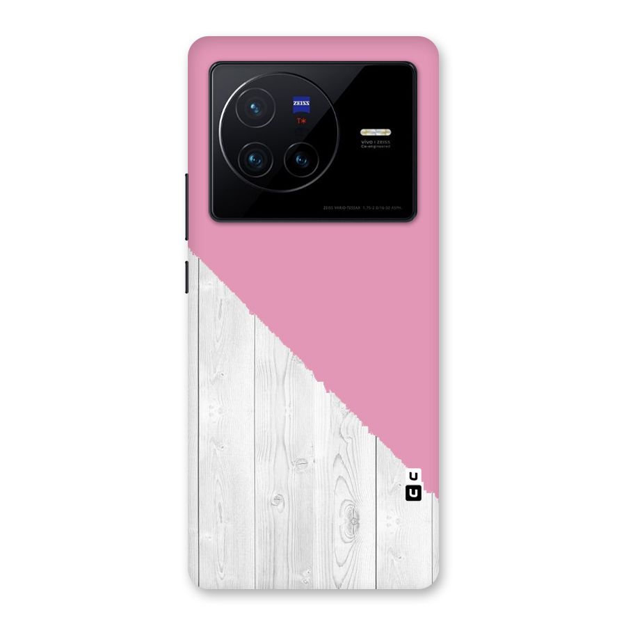 Grey Pink Wooden Design Back Case for Vivo X80