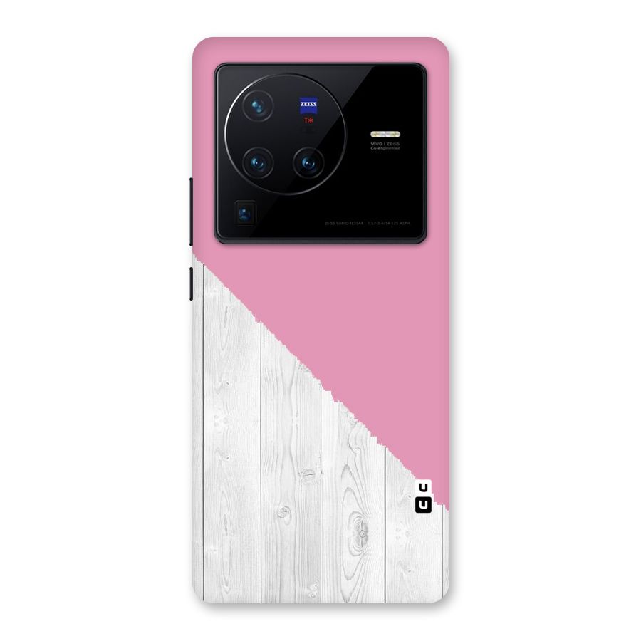 Grey Pink Wooden Design Back Case for Vivo X80 Pro