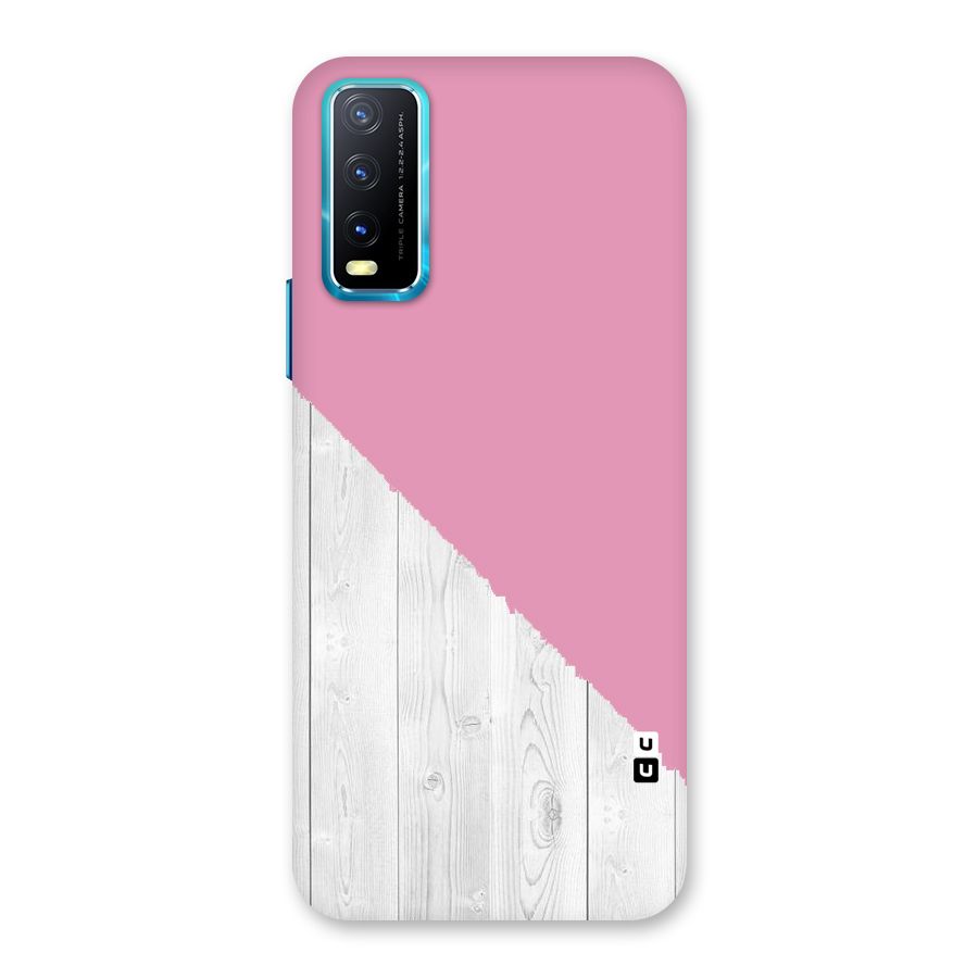 Grey Pink Wooden Design Back Case for Vivo Y20