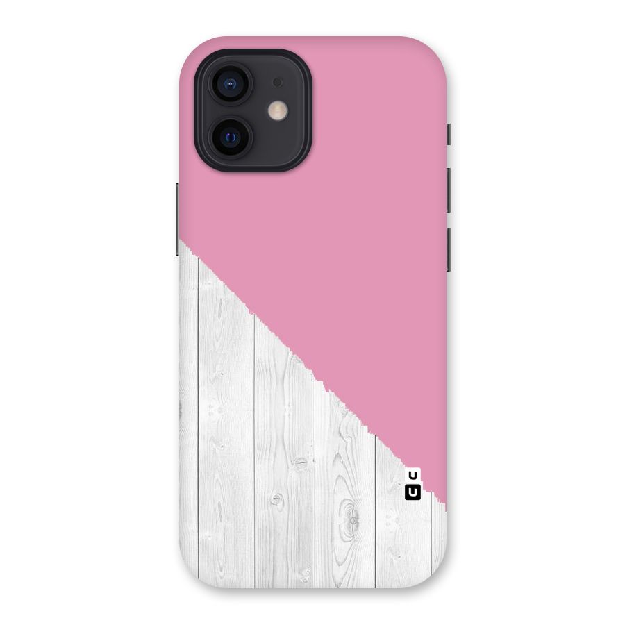 Grey Pink Wooden Design Back Case for iPhone 12