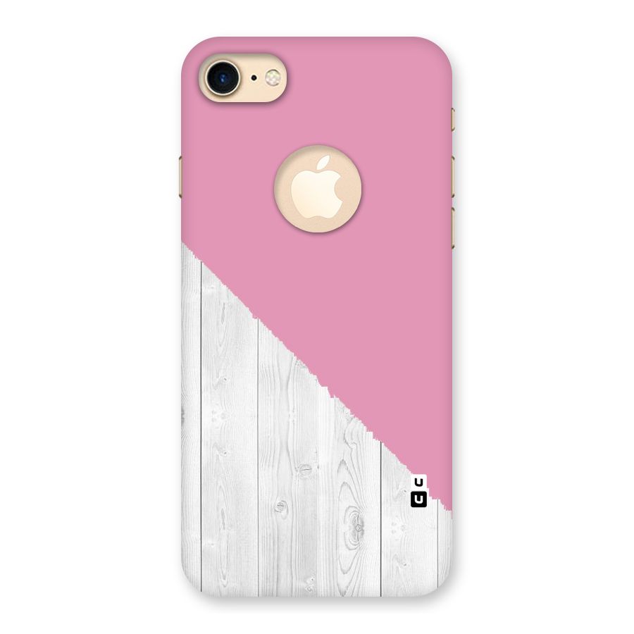 Grey Pink Wooden Design Back Case for iPhone 8 Logo Cut
