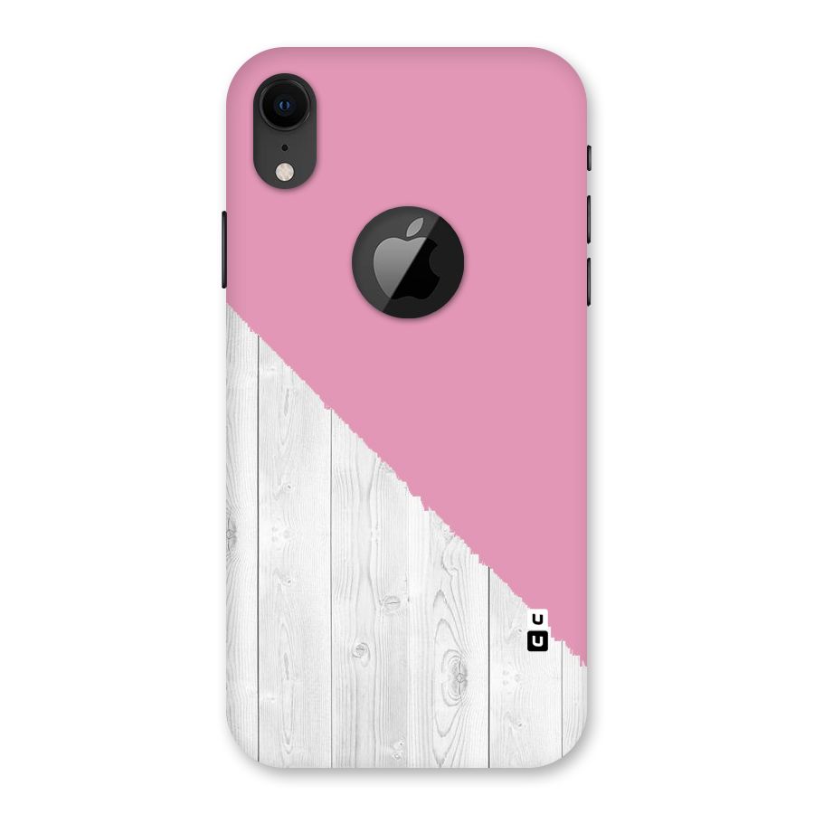 Grey Pink Wooden Design Back Case for iPhone XR Logo Cut