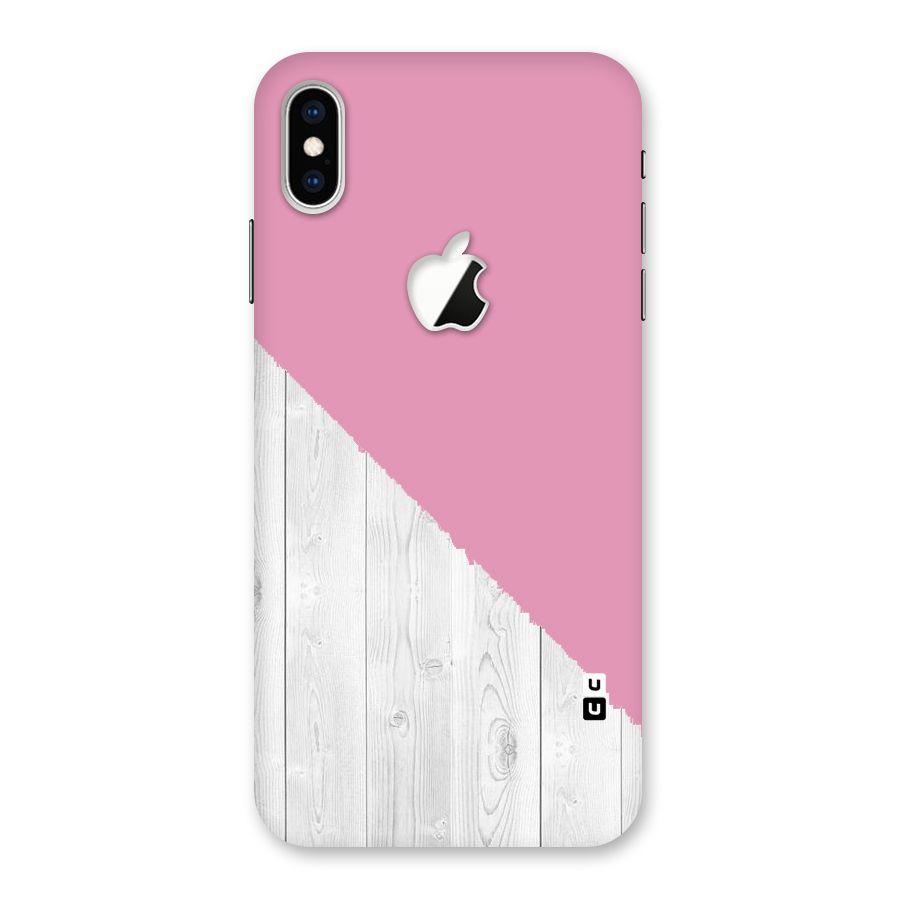 Grey Pink Wooden Design Back Case for iPhone XS Max Apple Cut
