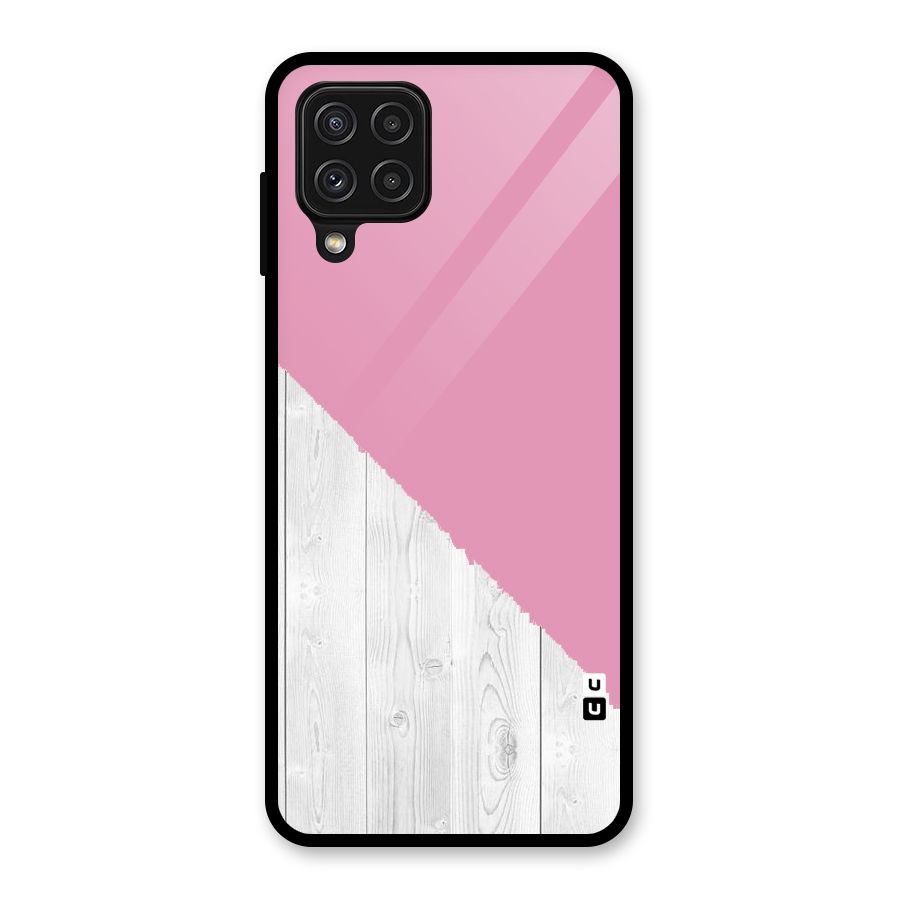 Grey Pink Wooden Design Glass Back Case for Galaxy A22 4G