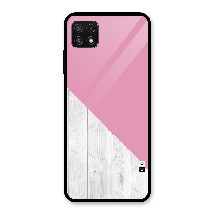 Grey Pink Wooden Design Glass Back Case for Galaxy A22 5G