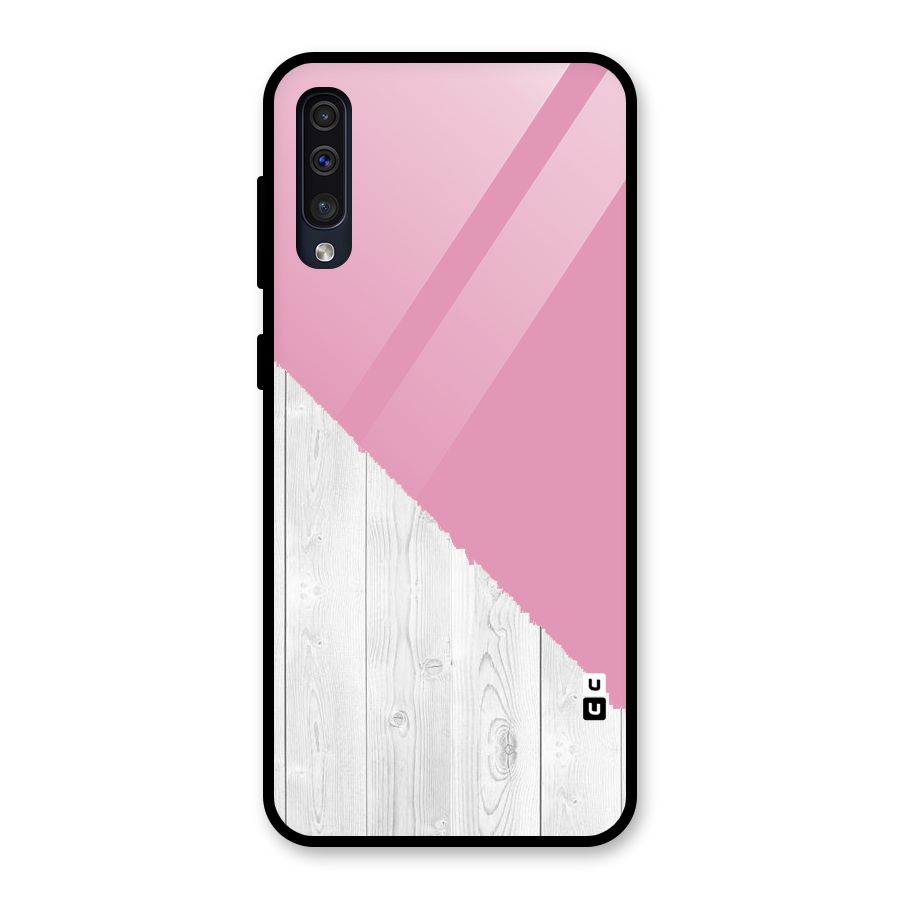 Grey Pink Wooden Design Glass Back Case for Galaxy A50