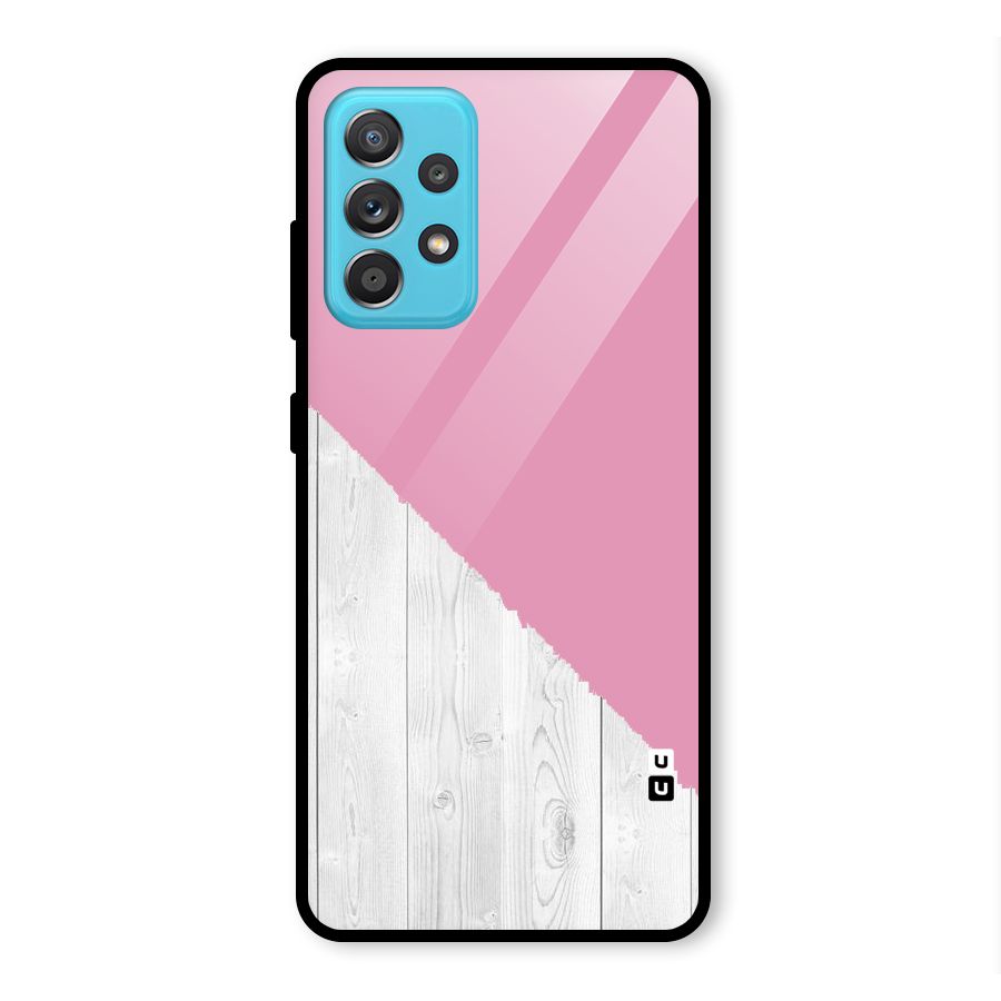 Grey Pink Wooden Design Glass Back Case for Galaxy A52