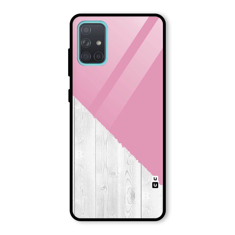 Grey Pink Wooden Design Glass Back Case for Galaxy A71