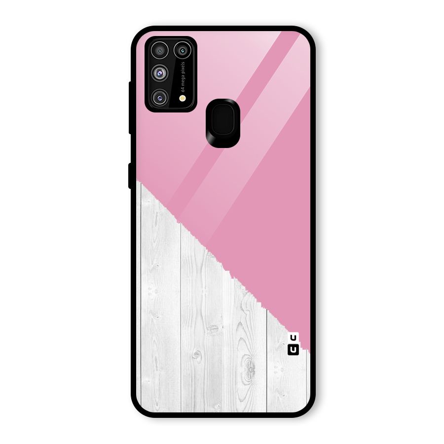 Grey Pink Wooden Design Glass Back Case for Galaxy F41
