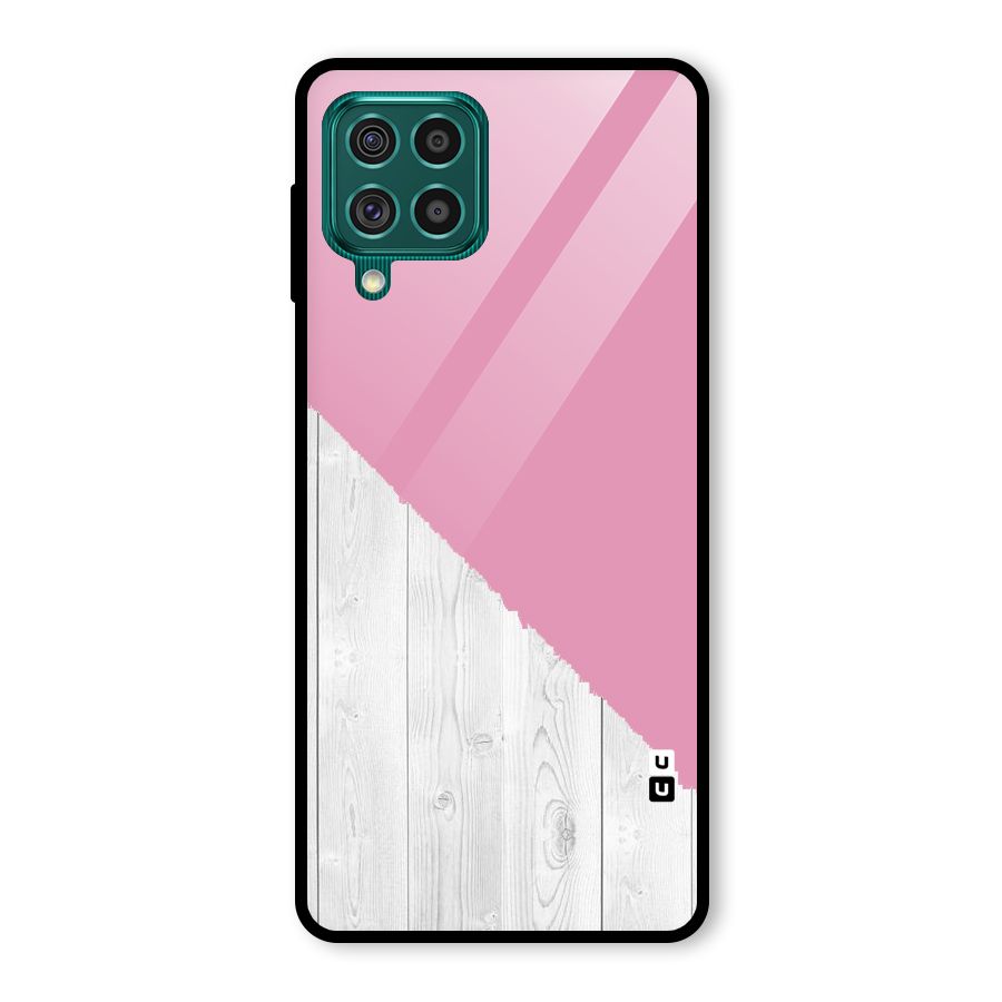 Grey Pink Wooden Design Glass Back Case for Galaxy F62