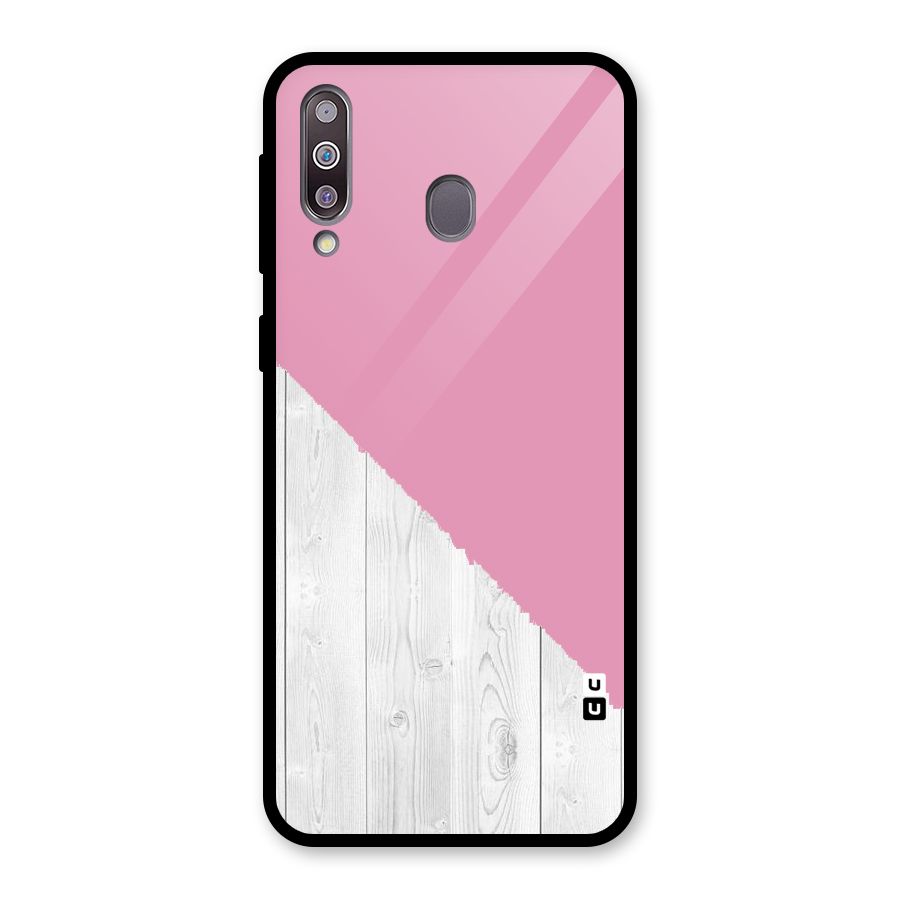 Grey Pink Wooden Design Glass Back Case for Galaxy M30