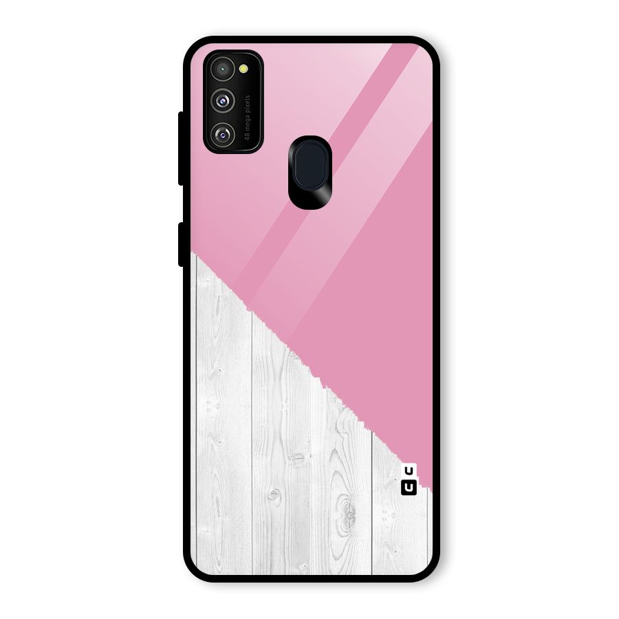 Grey Pink Wooden Design Glass Back Case for Galaxy M30s