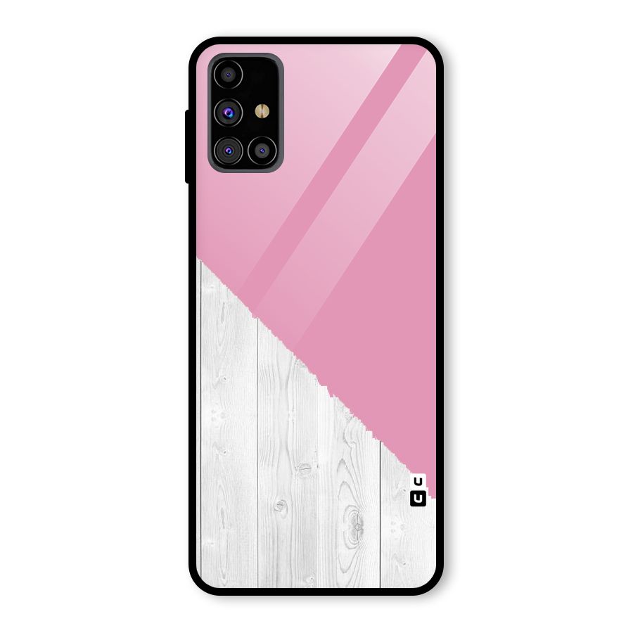 Grey Pink Wooden Design Glass Back Case for Galaxy M31s