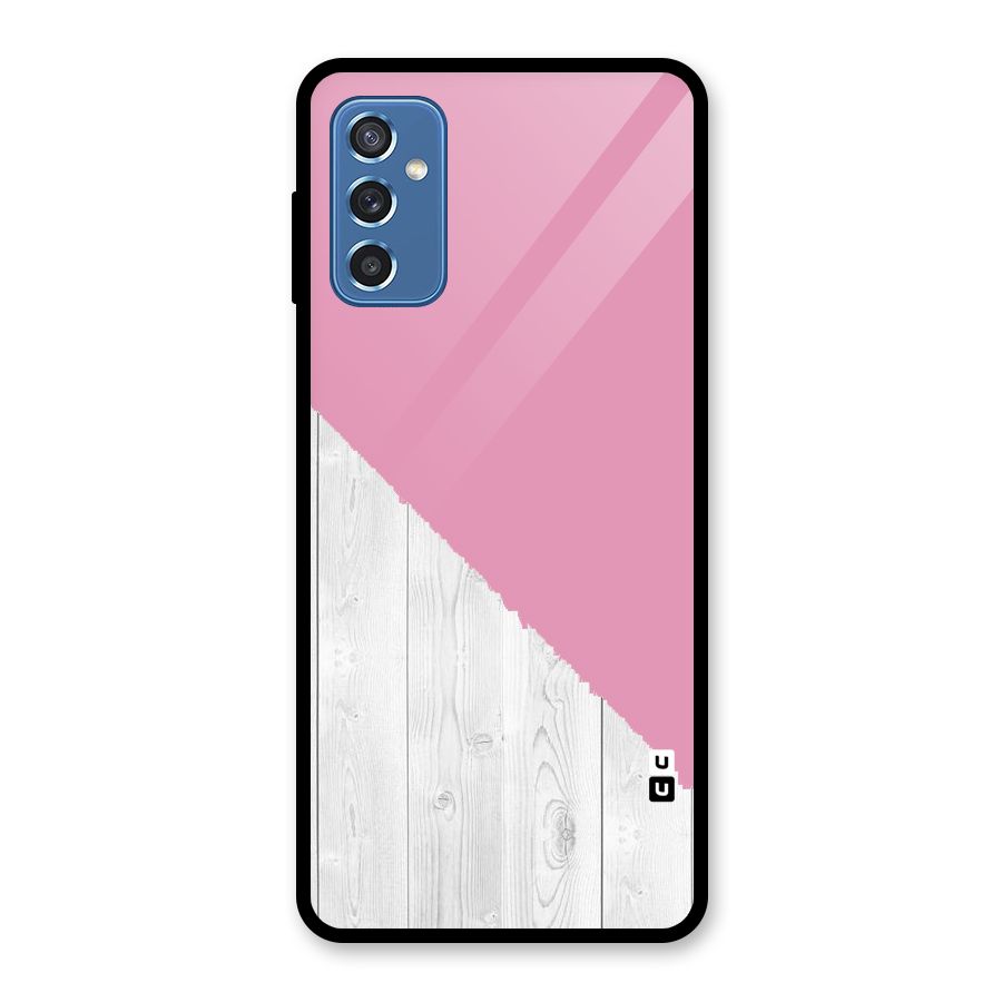 Grey Pink Wooden Design Glass Back Case for Galaxy M52 5G