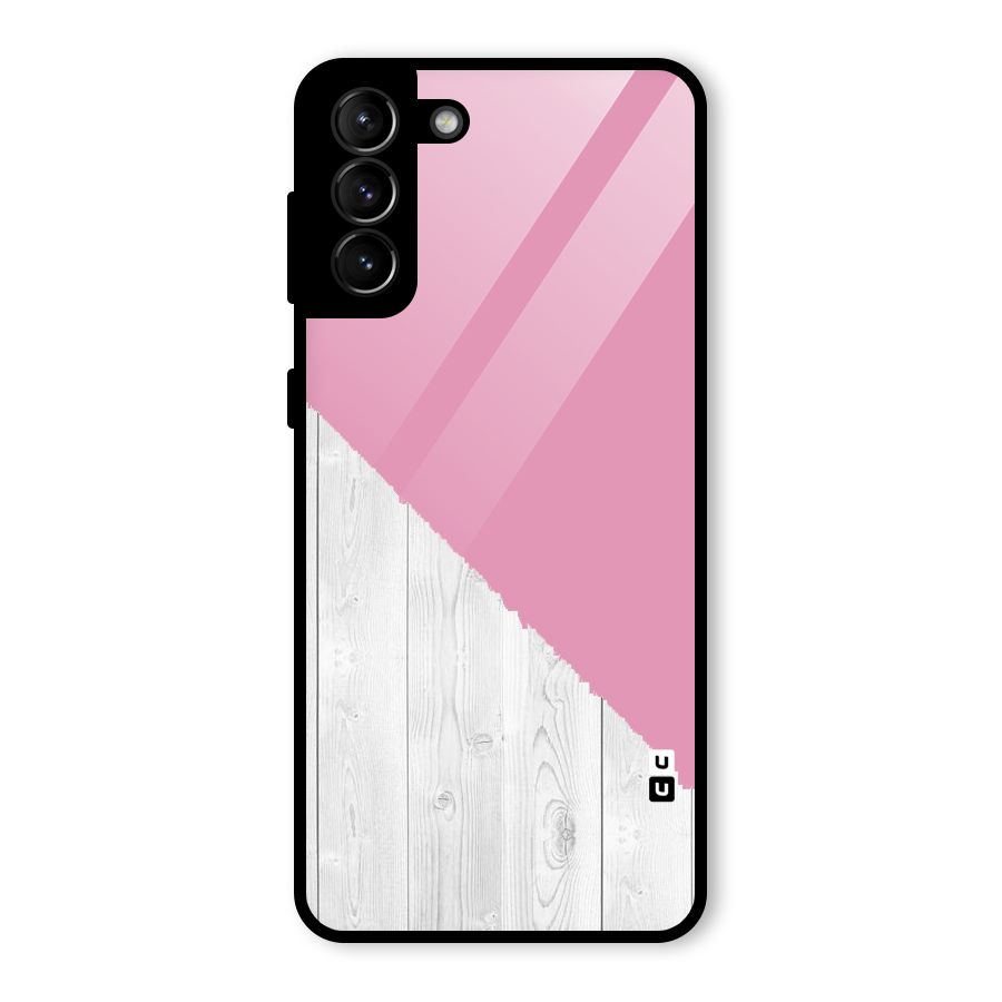 Grey Pink Wooden Design Glass Back Case for Galaxy S21 Plus