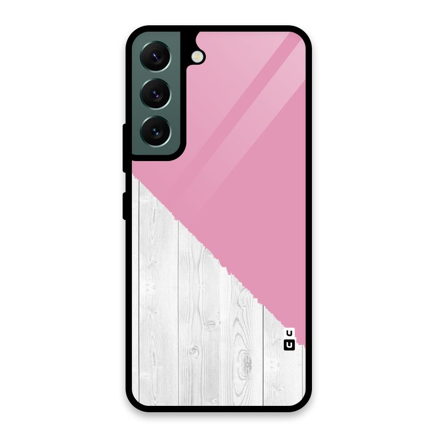 Grey Pink Wooden Design Glass Back Case for Galaxy S22 5G