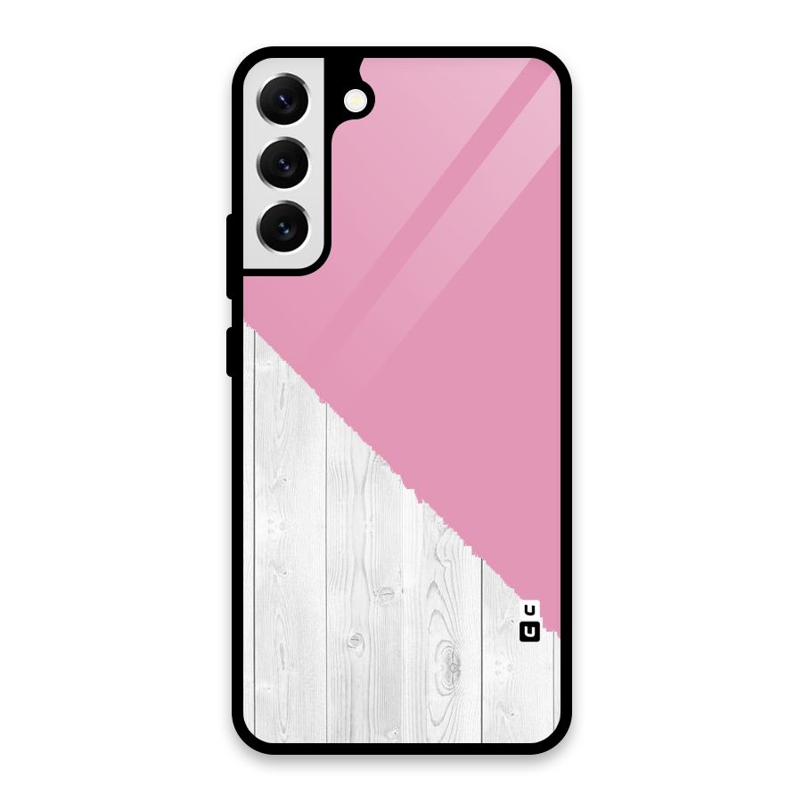 Grey Pink Wooden Design Glass Back Case for Galaxy S22 Plus 5G