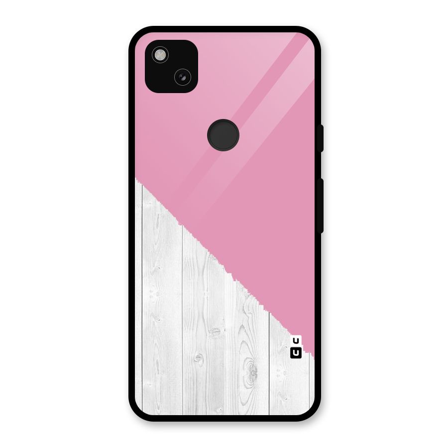 Grey Pink Wooden Design Glass Back Case for Google Pixel 4a