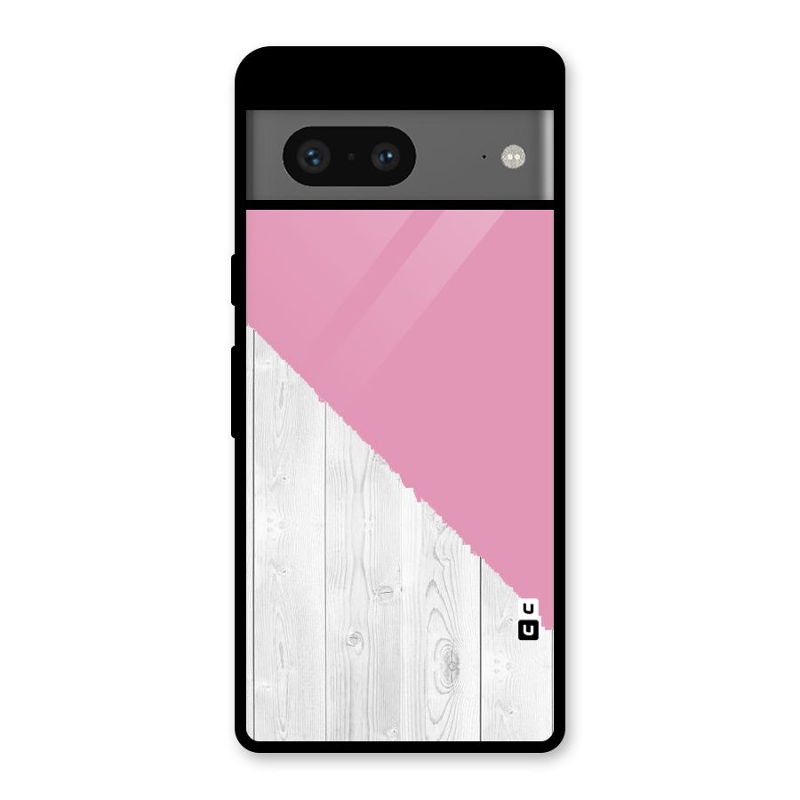 Grey Pink Wooden Design Glass Back Case for Google Pixel 7