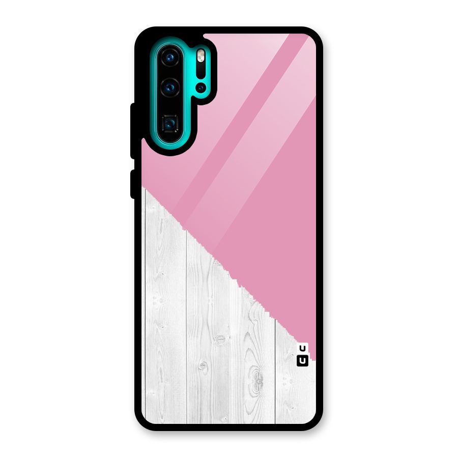 Grey Pink Wooden Design Glass Back Case for Huawei P30 Pro