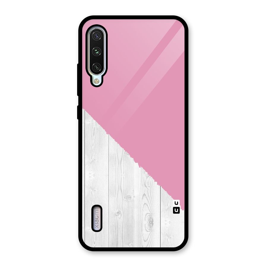Grey Pink Wooden Design Glass Back Case for Mi A3