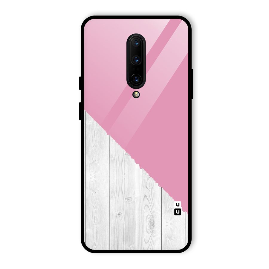 Grey Pink Wooden Design Glass Back Case for OnePlus 7 Pro
