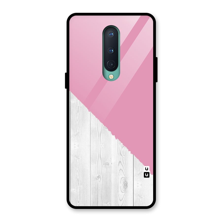 Grey Pink Wooden Design Glass Back Case for OnePlus 8