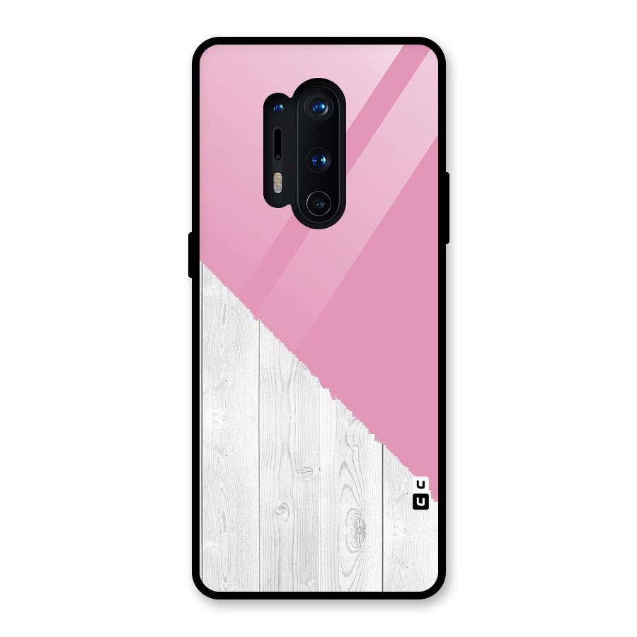 Grey Pink Wooden Design Glass Back Case for OnePlus 8 Pro