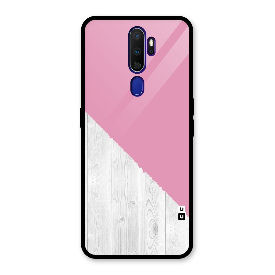 Grey Pink Wooden Design Glass Back Case for Oppo A9 (2020)
