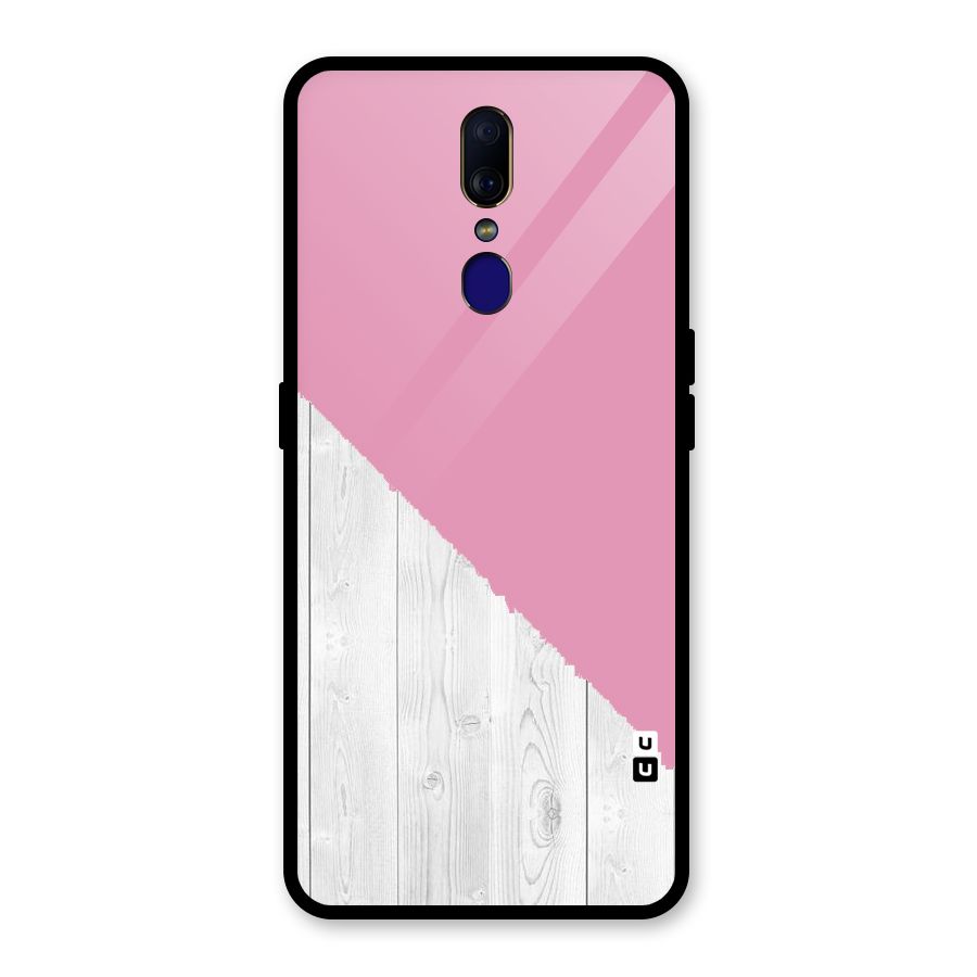 Grey Pink Wooden Design Glass Back Case for Oppo F11
