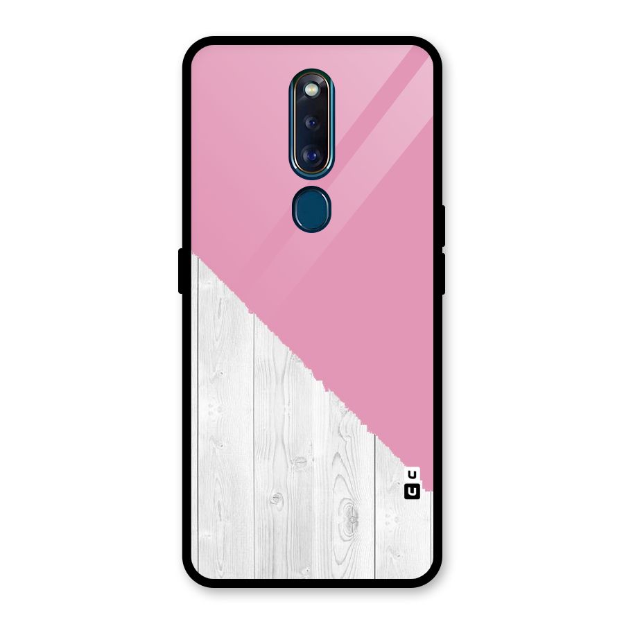 Grey Pink Wooden Design Glass Back Case for Oppo F11 Pro