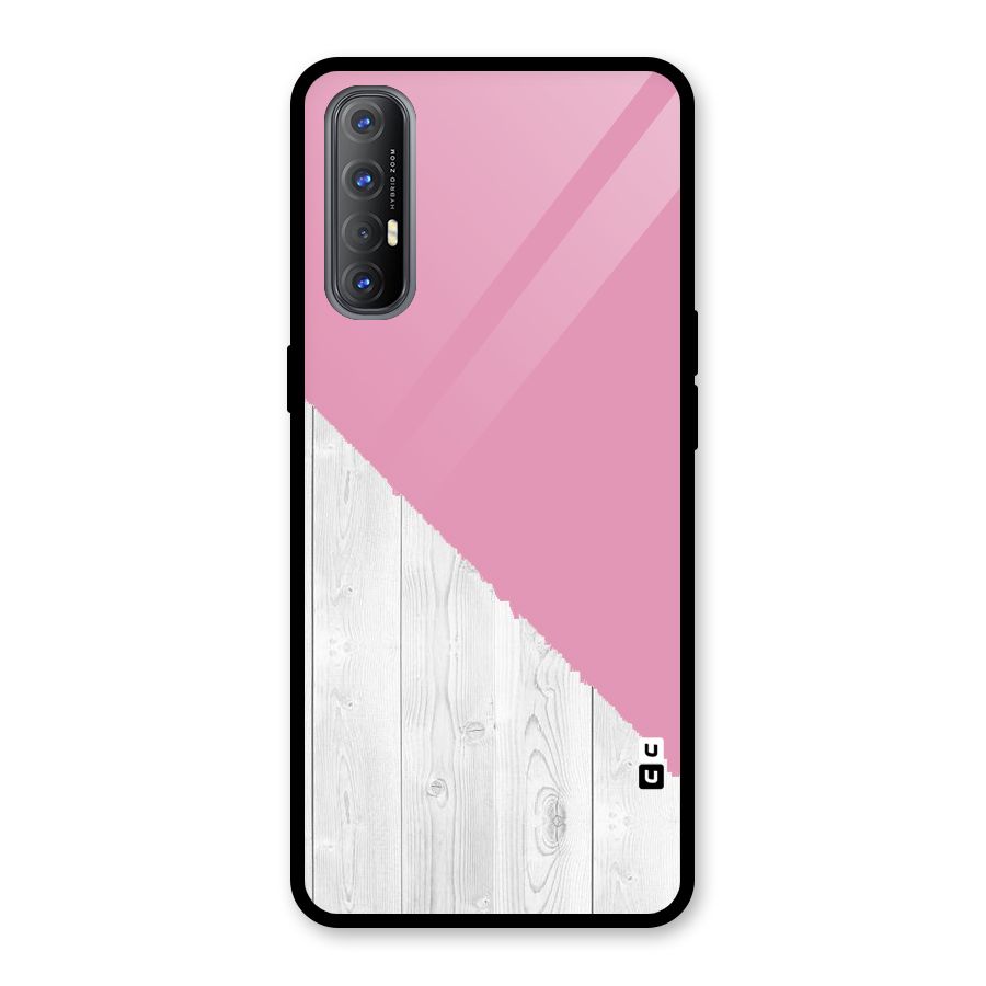 Grey Pink Wooden Design Glass Back Case for Oppo Reno3 Pro