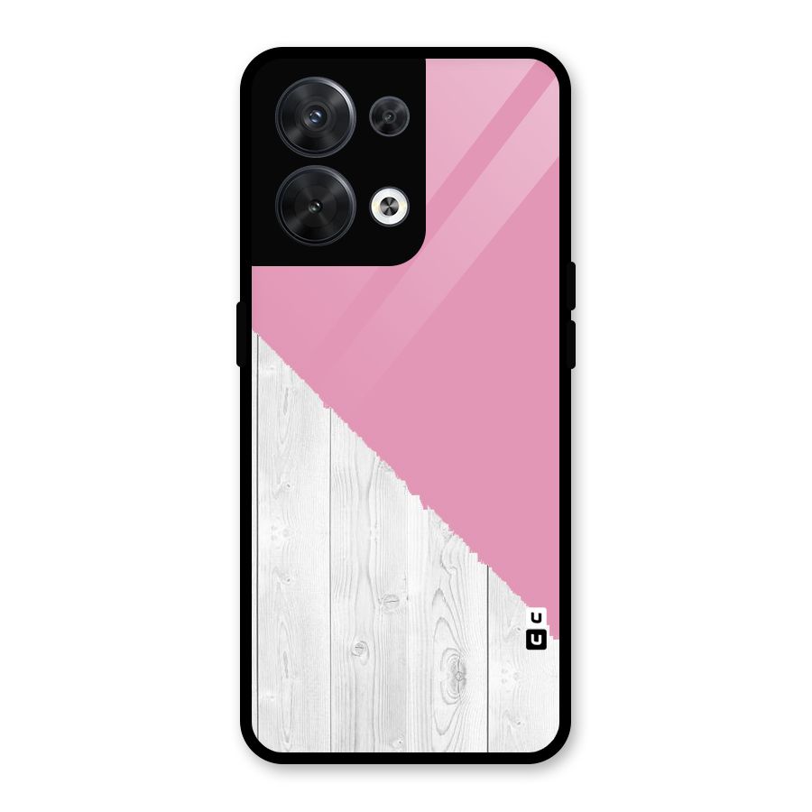 Grey Pink Wooden Design Glass Back Case for Oppo Reno8 5G