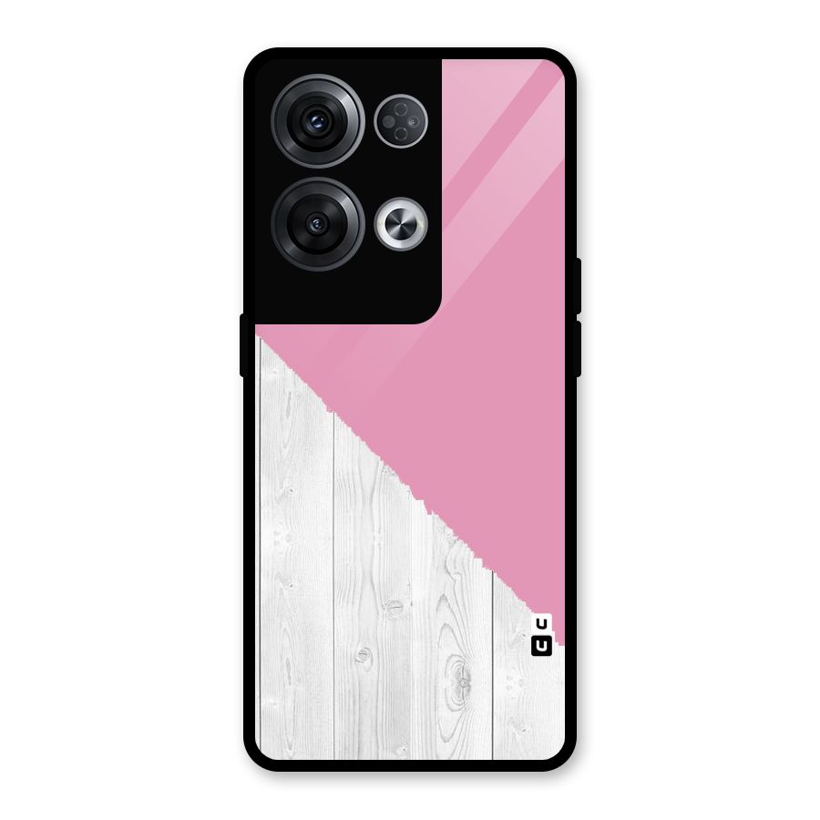 Grey Pink Wooden Design Glass Back Case for Oppo Reno8 Pro 5G