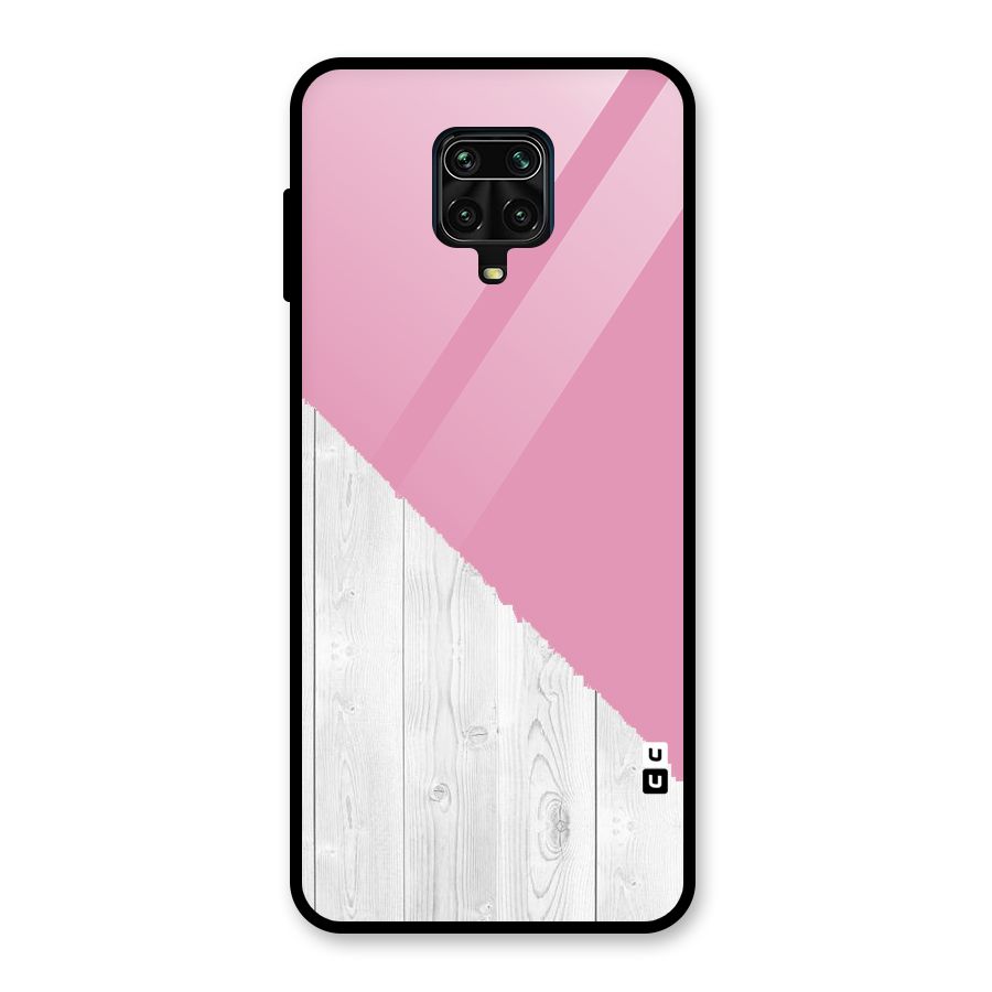 Grey Pink Wooden Design Glass Back Case for Poco M2 Pro