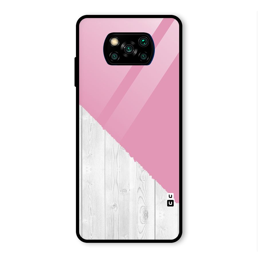 Grey Pink Wooden Design Glass Back Case for Poco X3 Pro