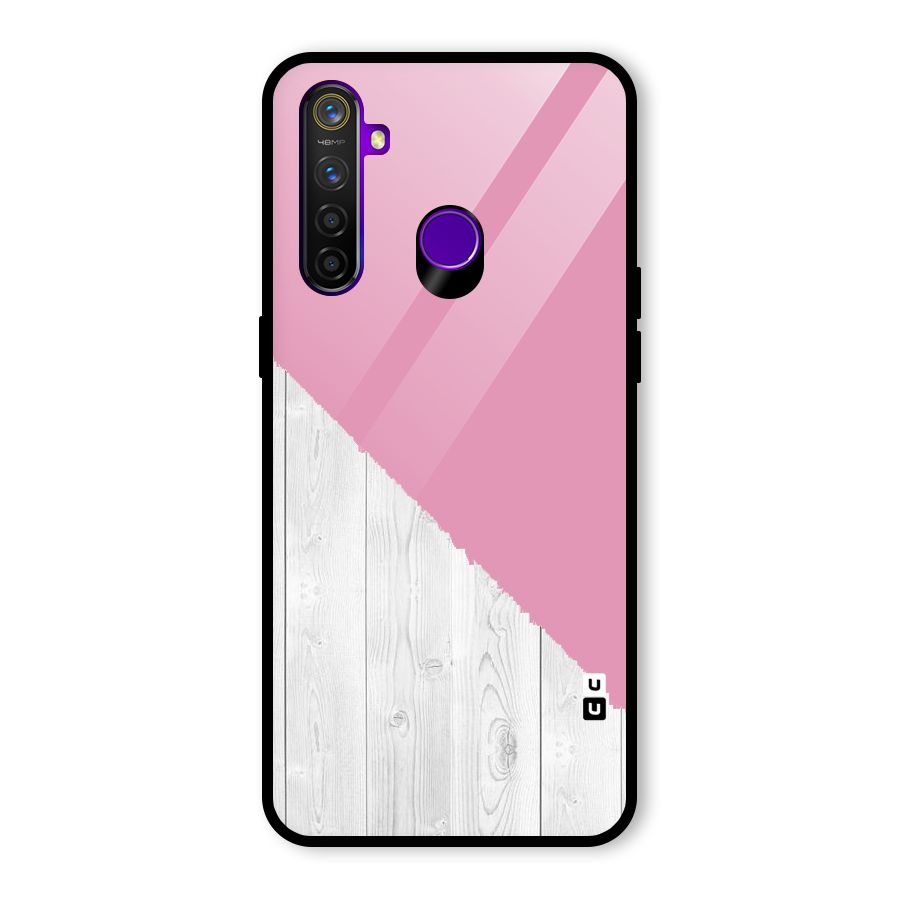 Grey Pink Wooden Design Glass Back Case for Realme 5 Pro