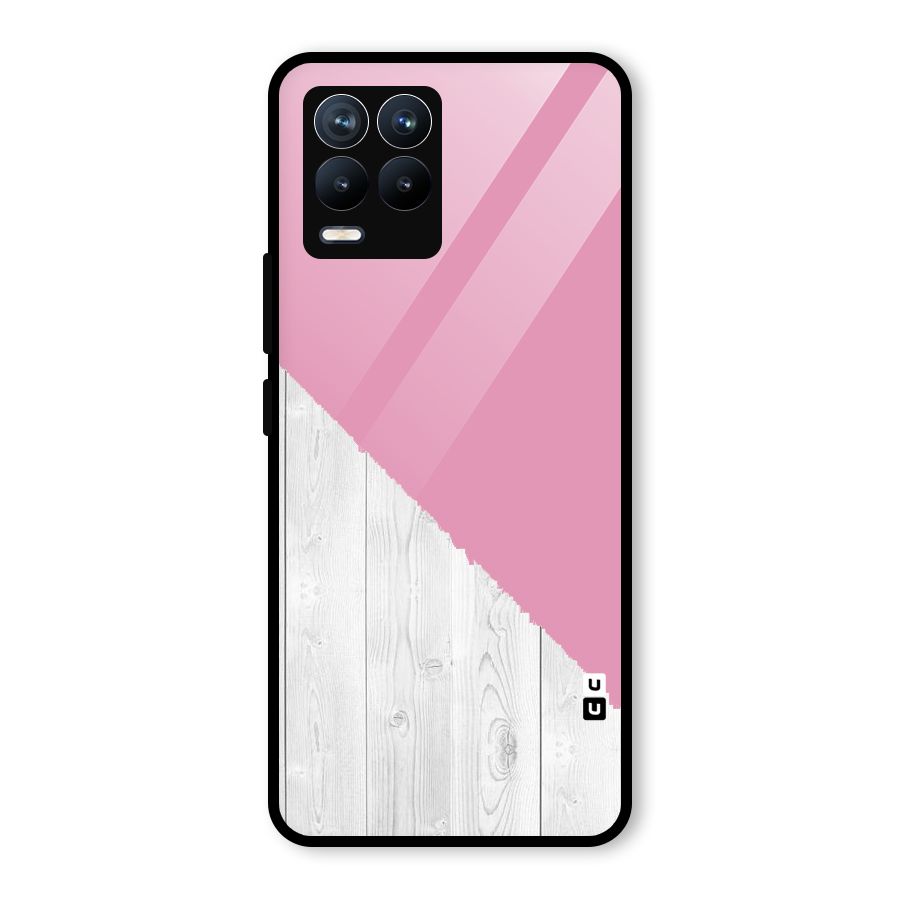Grey Pink Wooden Design Glass Back Case for Realme 8 Pro