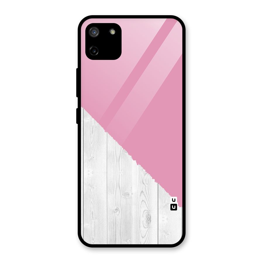 Grey Pink Wooden Design Glass Back Case for Realme C11