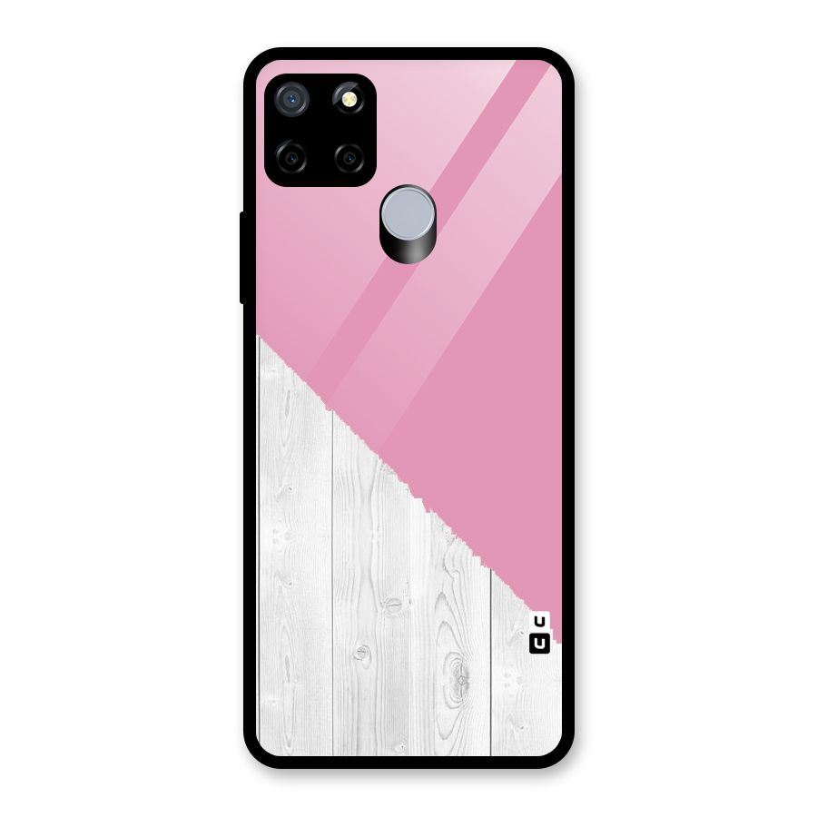 Grey Pink Wooden Design Glass Back Case for Realme C12